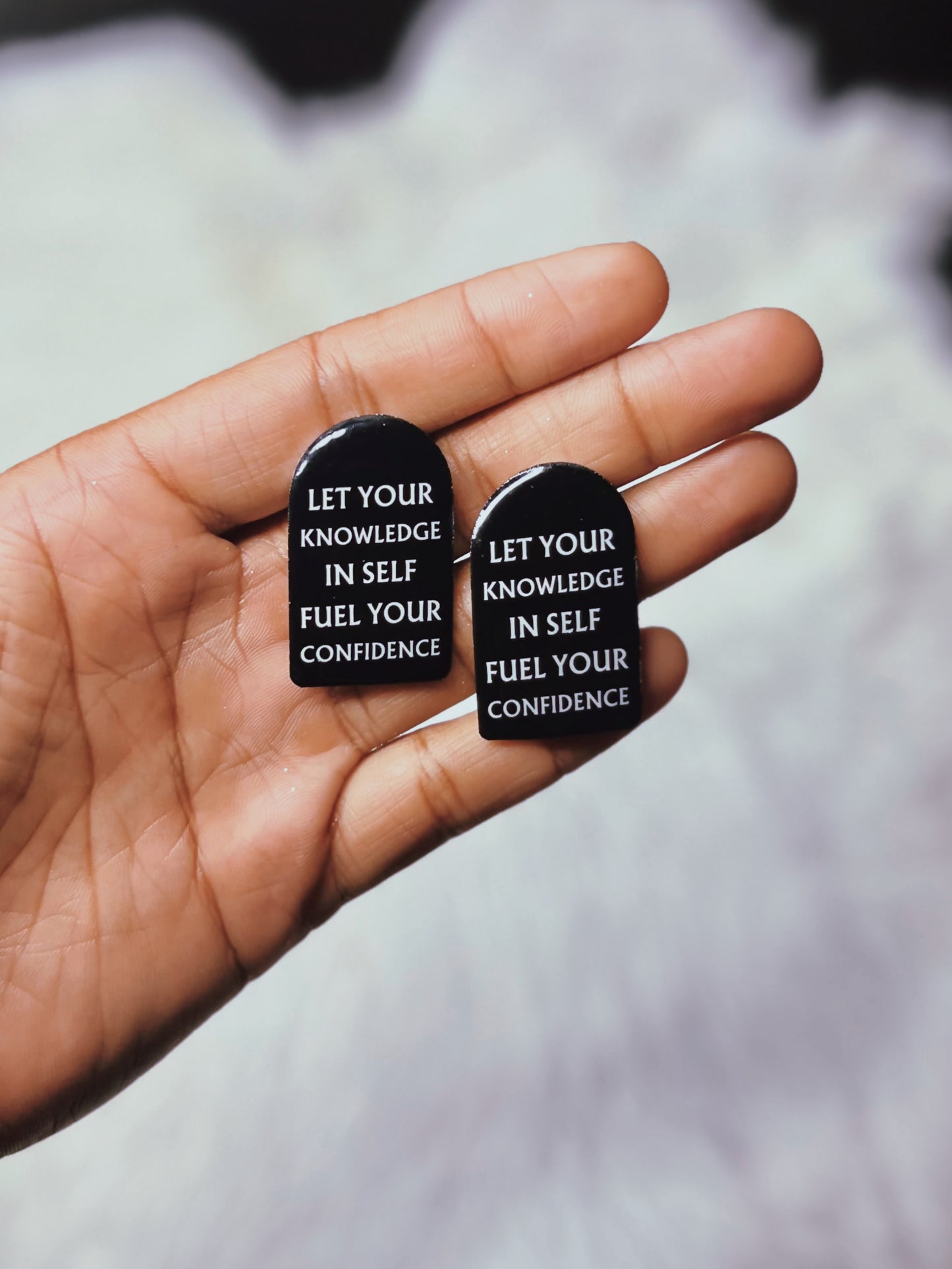 “Let Your Knowledge In Self Fuel Your Confidence” Earrings (Wholesale Bulk)